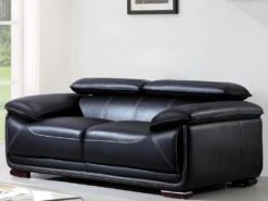 Canapé 2 Places En Cuir MACELO - Noir -Accueil-Canapé canape 211745