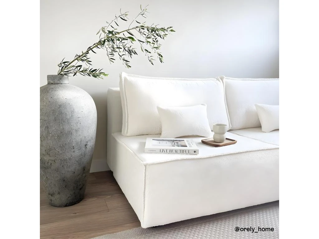 Canapé Convertible 3 Places Avec Coffre De Rangement En Tissu Bouclette écru - Milla 7 Canapé Convertible 3 Places Avec Coffre De Rangement En Tissu Bouclette écru - Milla – Image 5