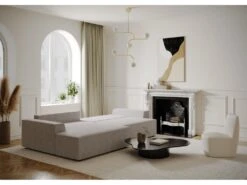 Canapé Angle Gauche Convertible Coffre Velours Taupe 300x174cm -Accueil-Canapé canape 21219159