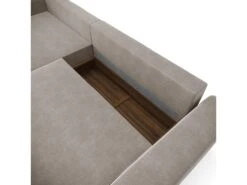 Canapé Angle Gauche Convertible Coffre Velours Taupe 300x174cm -Accueil-Canapé canape 21219165