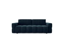 Canapé 4 Places Convertible Coffre Noyer Velours Bleu Paon