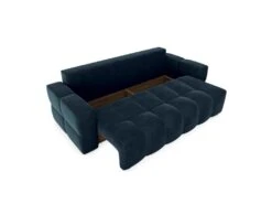 Canapé 4 Places Convertible Coffre Noyer Velours Bleu Paon -Accueil-Canapé canape 21219287