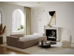 Canapé Angle Gauche Convertible Coffre Velours Côtelé Taupe 300x174cm -Accueil-Canapé canape 21219459