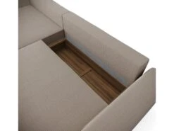 Canapé Angle Gauche Convertible Coffre Velours Côtelé Taupe 300x174cm -Accueil-Canapé canape 21219465