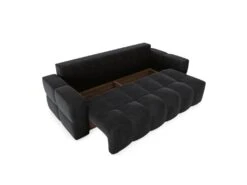 Canapé 4 Places Convertible Coffre Noyer Velours Noir -Accueil-Canapé canape 21219683