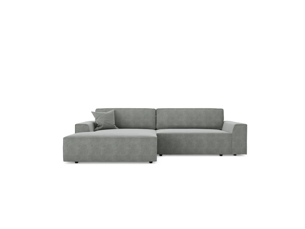 Canapé Angle Gauche Convertible Coffre Velours Gris 300x174cm 4 Canapé Angle Gauche Convertible Coffre Velours Gris 300x174cm – Image 2