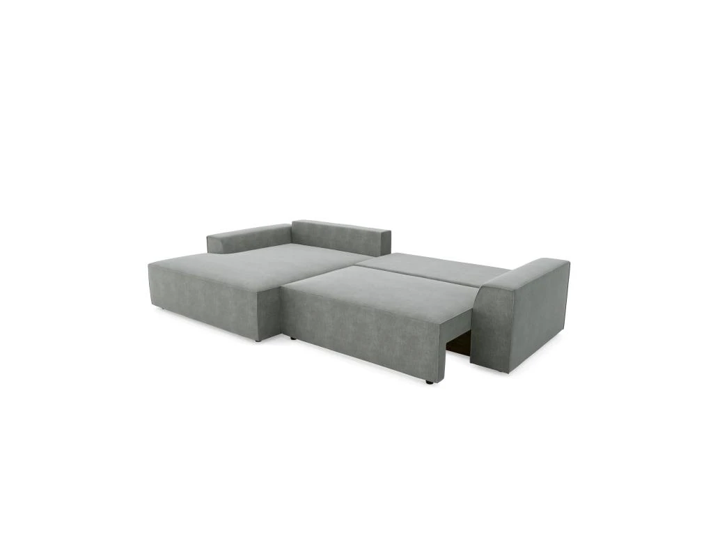 Canapé Angle Gauche Convertible Coffre Velours Gris 300x174cm 7 Canapé Angle Gauche Convertible Coffre Velours Gris 300x174cm – Image 5