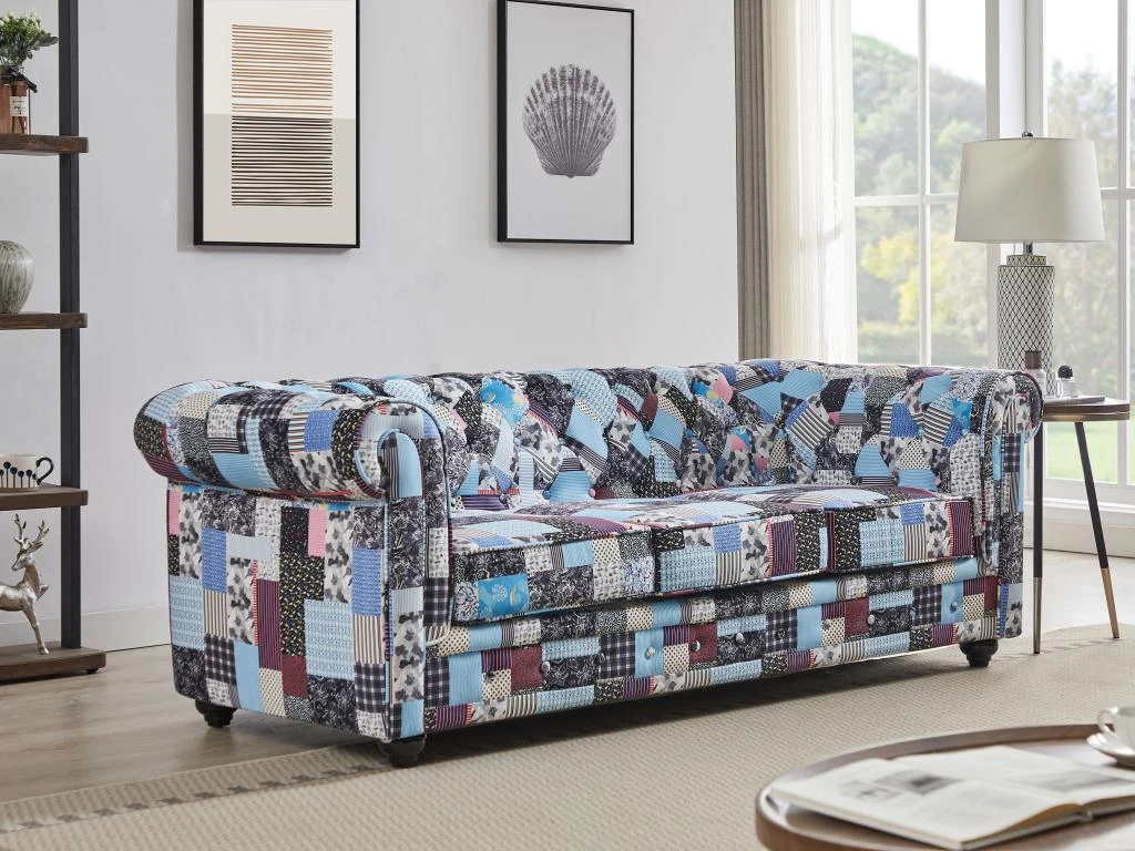 Canapé 3 Places En Tissu Patchwork CHESTERFIELD 3 Canapé 3 Places En Tissu Patchwork CHESTERFIELD