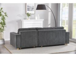 COSY - Canapé Convertible D'angle En Velours Côtelé Gris -Accueil-Canapé canape 21270195