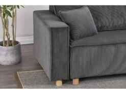 COSY - Canapé Convertible D'angle En Velours Côtelé Gris -Accueil-Canapé canape 21270197