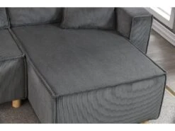 COSY - Canapé Convertible D'angle En Velours Côtelé Gris -Accueil-Canapé canape 21270199