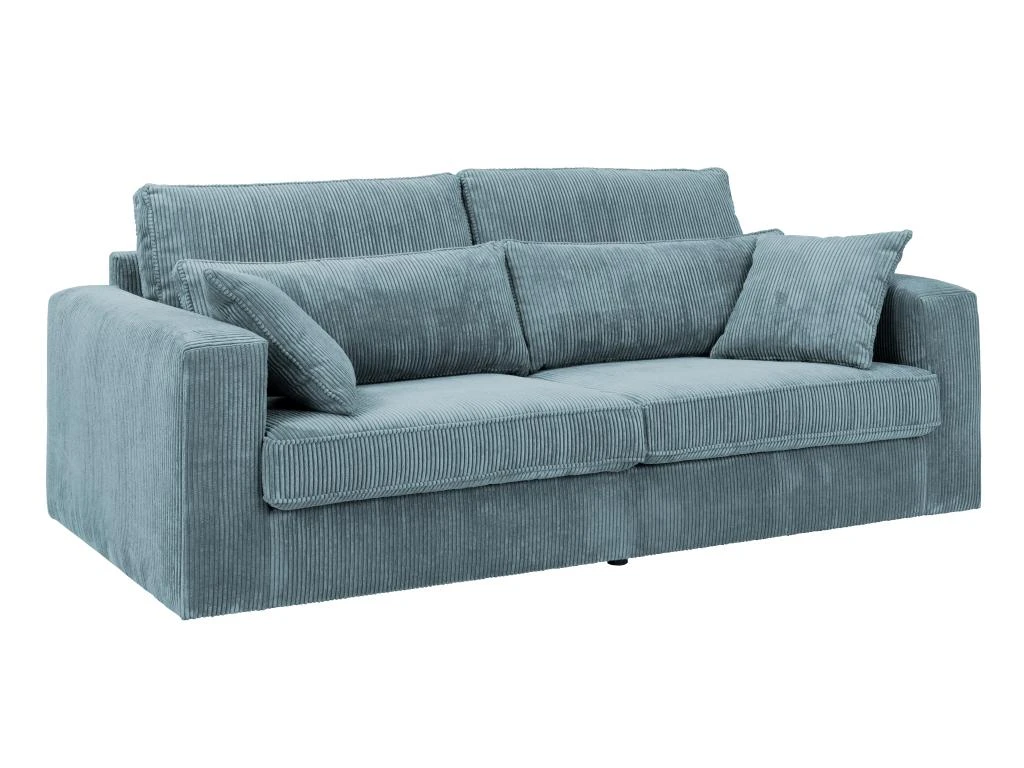 Canapé 3 Places En Velours Côtelé Bleu Turquoise MONDOVI 4 Canapé 3 Places En Velours Côtelé Bleu Turquoise MONDOVI – Image 2