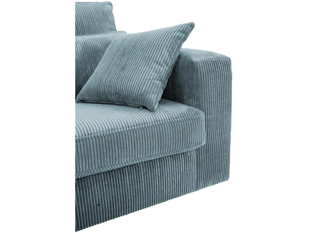 Canapé 3 Places En Velours Côtelé Bleu Turquoise MONDOVI 6 Canapé 3 Places En Velours Côtelé Bleu Turquoise MONDOVI – Image 4