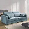 Canapé 3 Places En Velours Côtelé Bleu Turquoise MONDOVI