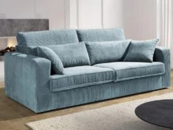 Canapé 3 Places En Velours Côtelé Bleu Turquoise MONDOVI 11 Canapé 3 Places En Velours Côtelé Bleu Turquoise MONDOVI -Accueil-Canapé canape 21344015