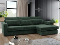 Canapé D'angle Droit En Velours Côtelé Vert MONDOVI -Accueil-Canapé canape 21381845