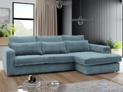 Canapé D'angle Droit En Velours Côtelé Bleu Turquoise MONDOVI -Accueil-Canapé canape 21382677