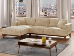 Canapé D'angle Gauche En Tissu Beige JOSEFA -Accueil-Canapé canape 21387213