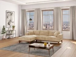 Canapé D'angle Gauche En Tissu Beige JOSEFA