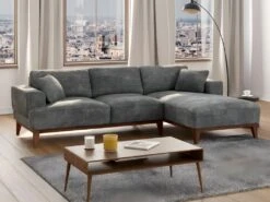 Canapé D'angle Droit En Tissu Gris JOSEFA -Accueil-Canapé canape 21387227