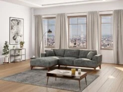 Canapé D'angle Gauche En Tissu Gris JOSEFA