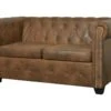 Canapé Chesterfield 2 Places Cuir Artificiel Marron -Accueil-Canapé canape 21990443