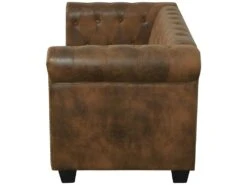 Canapé Chesterfield 2 Places Cuir Artificiel Marron -Accueil-Canapé canape 21990447