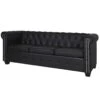 Canapé Chesterfield à 3 Places Cuir Synthétique Noir -Accueil-Canapé canape 21990529