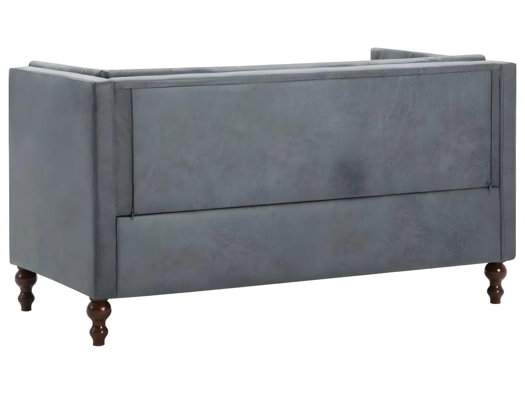 Canapé Chesterfield à 2 Places Revêtement En Tissu Gris 7 Canapé Chesterfield à 2 Places Revêtement En Tissu Gris – Image 5