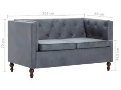 Canapé Chesterfield à 2 Places Revêtement En Tissu Gris 17 Canapé Chesterfield à 2 Places Revêtement En Tissu Gris -Accueil-Canapé canape 21990567