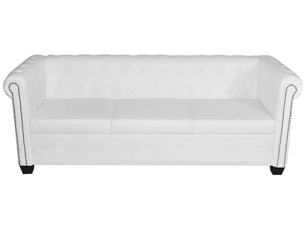 Canapé Chesterfield à 2 Places Et à 3 Places Blanc 6 Canapé Chesterfield à 2 Places Et à 3 Places Blanc – Image 4