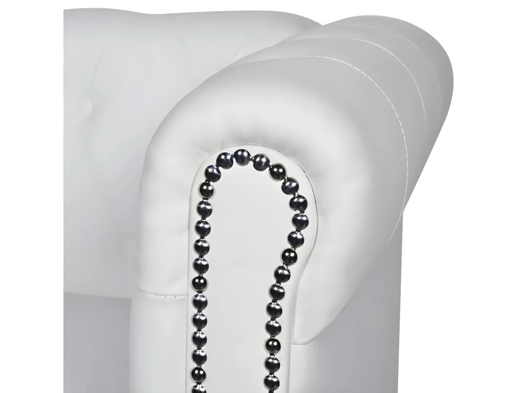 Canapé Chesterfield à 2 Places Et à 3 Places Blanc 9 Canapé Chesterfield à 2 Places Et à 3 Places Blanc – Image 7