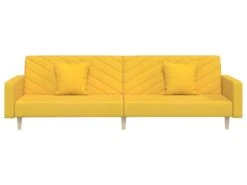 Canapé-lit à 2 Places Avec Deux Oreillers Jaune Tissu -Accueil-Canapé canape 21991815