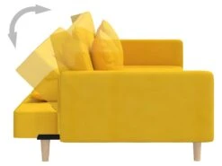 Canapé-lit à 2 Places Avec Deux Oreillers Jaune Tissu -Accueil-Canapé canape 21991823
