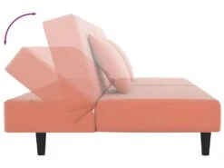Canapé-lit 2 Places 2 Oreillers Et Repose-pied Rose Velours -Accueil-Canapé canape 21992899