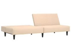 Canapé-lit à 2 Places Avec Repose-pied Crème Velours