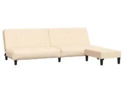 Canapé-lit à 2 Places Avec Repose-pied Crème Velours -Accueil-Canapé canape 21993073