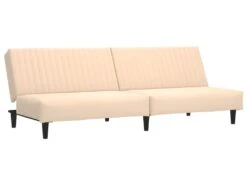 Canapé-lit à 2 Places Avec Repose-pied Crème Velours -Accueil-Canapé canape 21993075