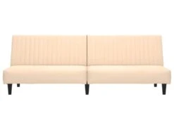 Canapé-lit à 2 Places Avec Repose-pied Crème Velours -Accueil-Canapé canape 21993077