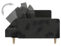 Canapé-lit 2 Places Deux Oreillers Et Repose-pied Noir Tissu -Accueil-Canapé canape 21993301