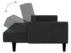 Canapé-lit à 2 Places Noir Velours -Accueil-Canapé canape 21993597