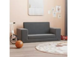 Canapé-lit Pour Enfants à 2 Places Anthracite Peluche Douce