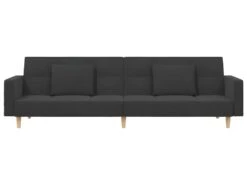 Canapé-lit à 2 Places Avec Deux Oreillers Gris Foncé Tissu -Accueil-Canapé canape 21994059