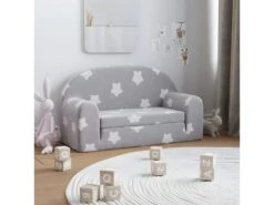 Canapé-lit Pour Enfants à 2 Places Gris Clair Avec étoiles