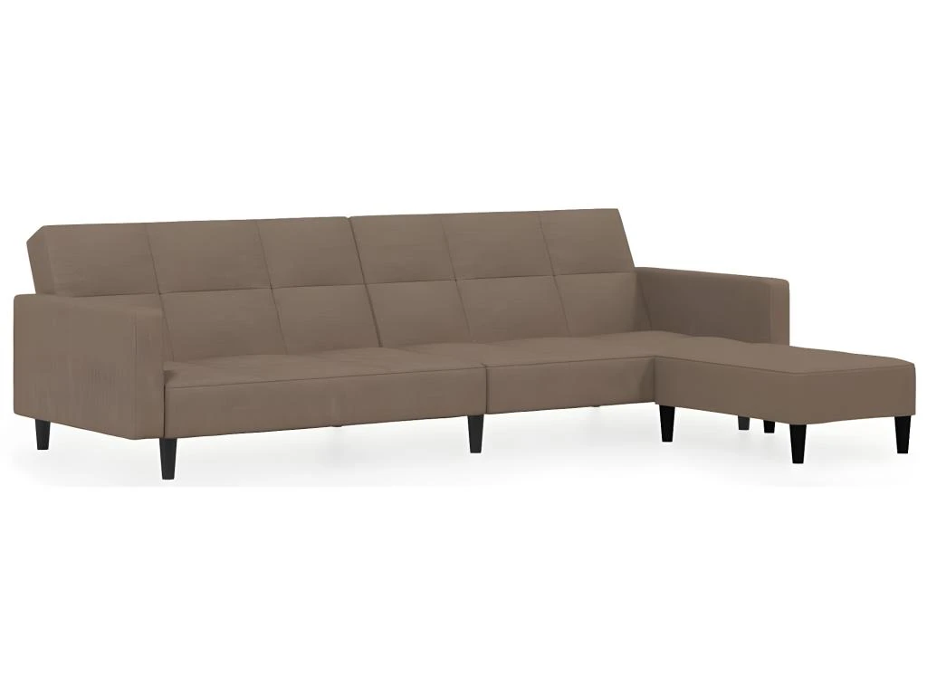 Canapé-lit à 2 Places Avec Tabouret Taupe Tissu Microfibre 4 Canapé-lit à 2 Places Avec Tabouret Taupe Tissu Microfibre – Image 2