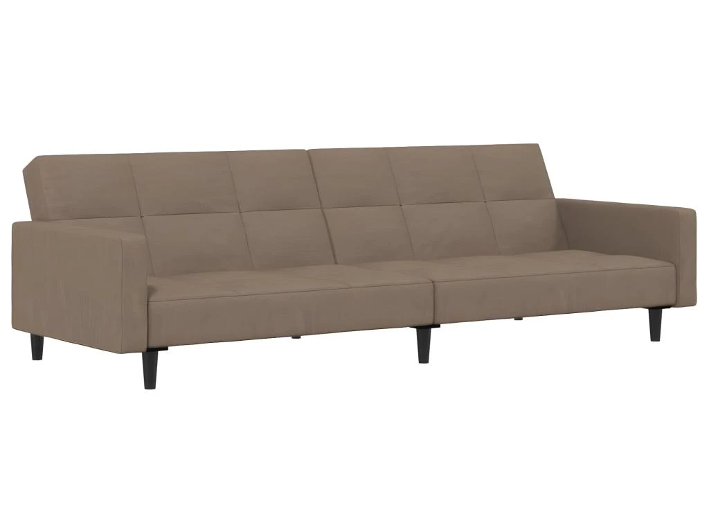 Canapé-lit à 2 Places Avec Tabouret Taupe Tissu Microfibre 6 Canapé-lit à 2 Places Avec Tabouret Taupe Tissu Microfibre – Image 4