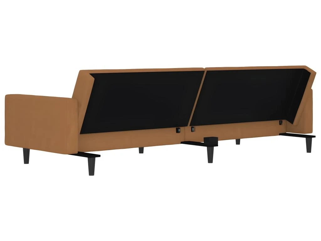 Canapé-lit à 2 Places Avec Tabouret Taupe Tissu Microfibre 10 Canapé-lit à 2 Places Avec Tabouret Taupe Tissu Microfibre – Image 8