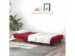 Canapé-lit à 2 Places Rouge Bordeaux Velours -Accueil-Canapé canape 21994389