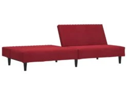 Canapé-lit à 2 Places Rouge Bordeaux Velours -Accueil-Canapé canape 21994395