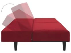 Canapé-lit à 2 Places Rouge Bordeaux Velours -Accueil-Canapé canape 21994399